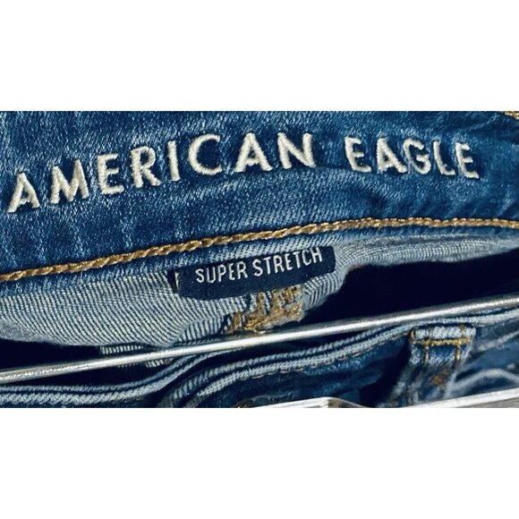 American Eagle Denim Shorts Womens 8 Medium Wash High Rise Button Fly Boho - Picture 4 of 7